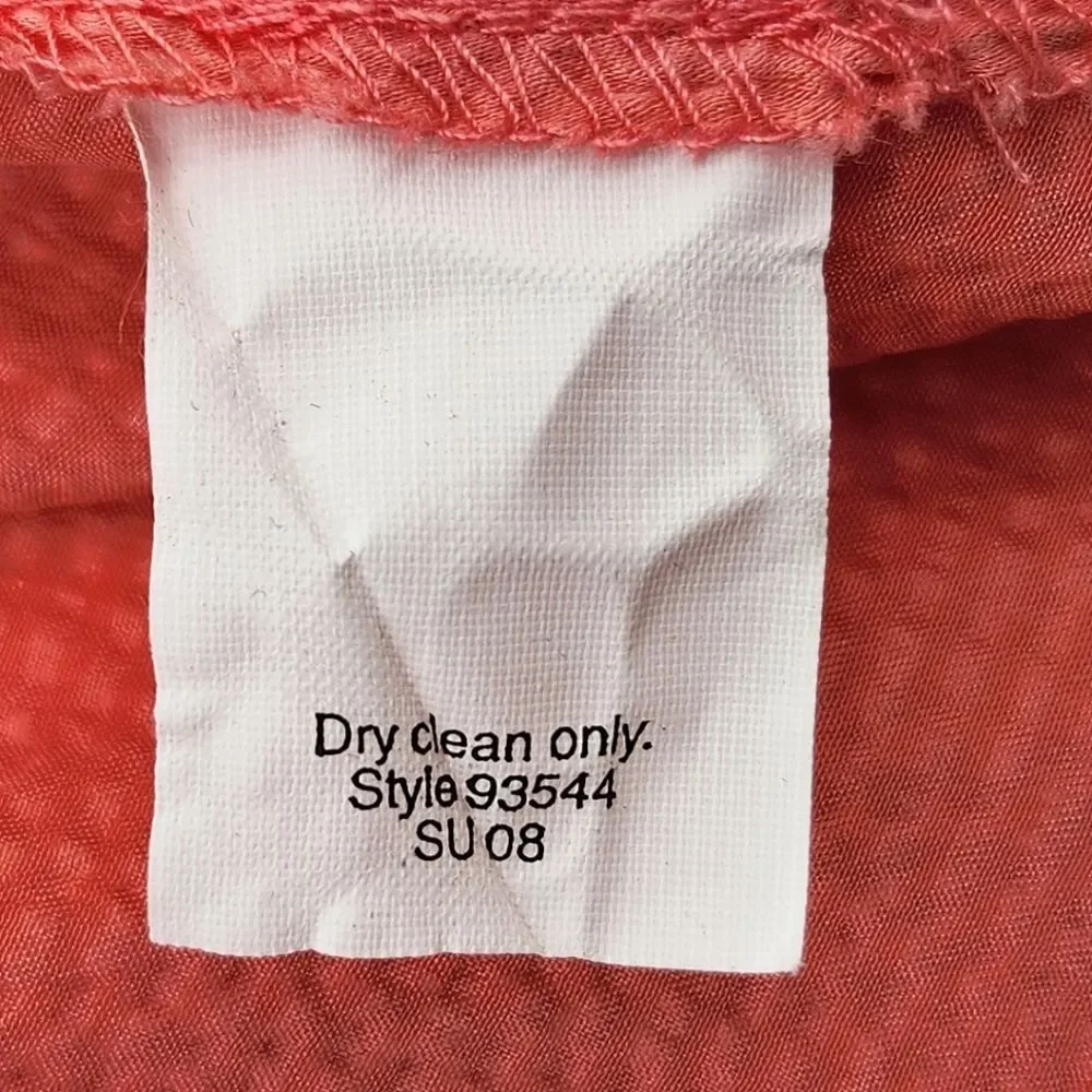 J Crew Amelia Tank Top Womens Size 0 Coral Pink Silk Cross Back Textured Summer